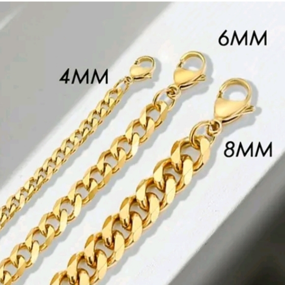 Men's Women's Stainless Steel Curb Cuban bracelet 4 mm - Picture 2 of 4